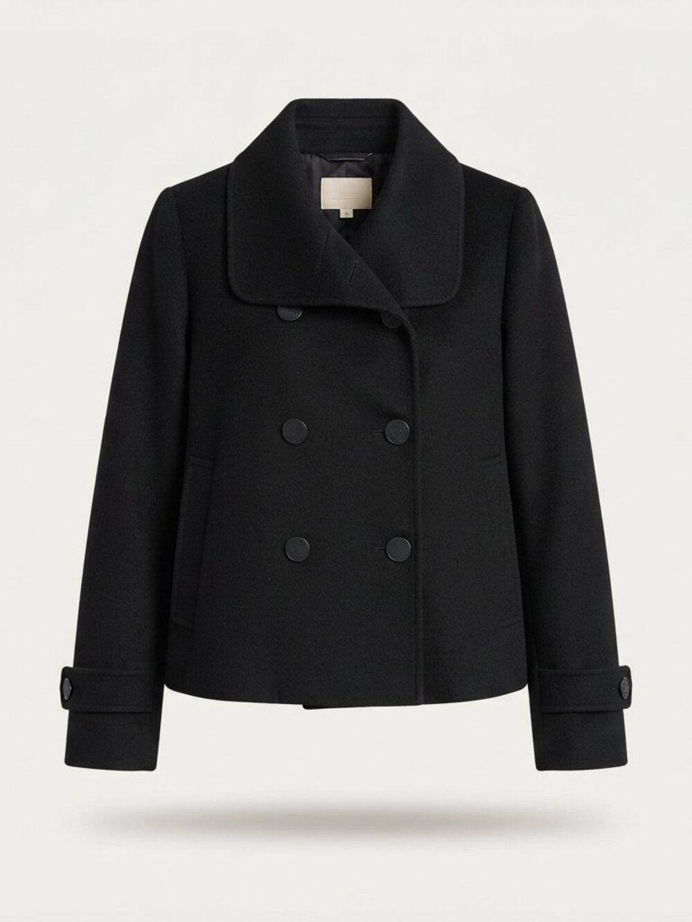 Ann Taylor Loft Black Wool Blend Double Breasted Pea Coat Size XL